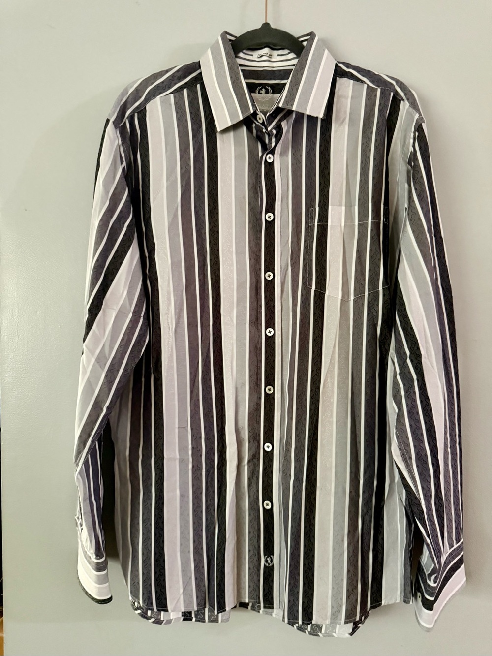 Bugatchi Uomo Premium Men's Vertical Striped Long Sleeve Sport Shirt XXL